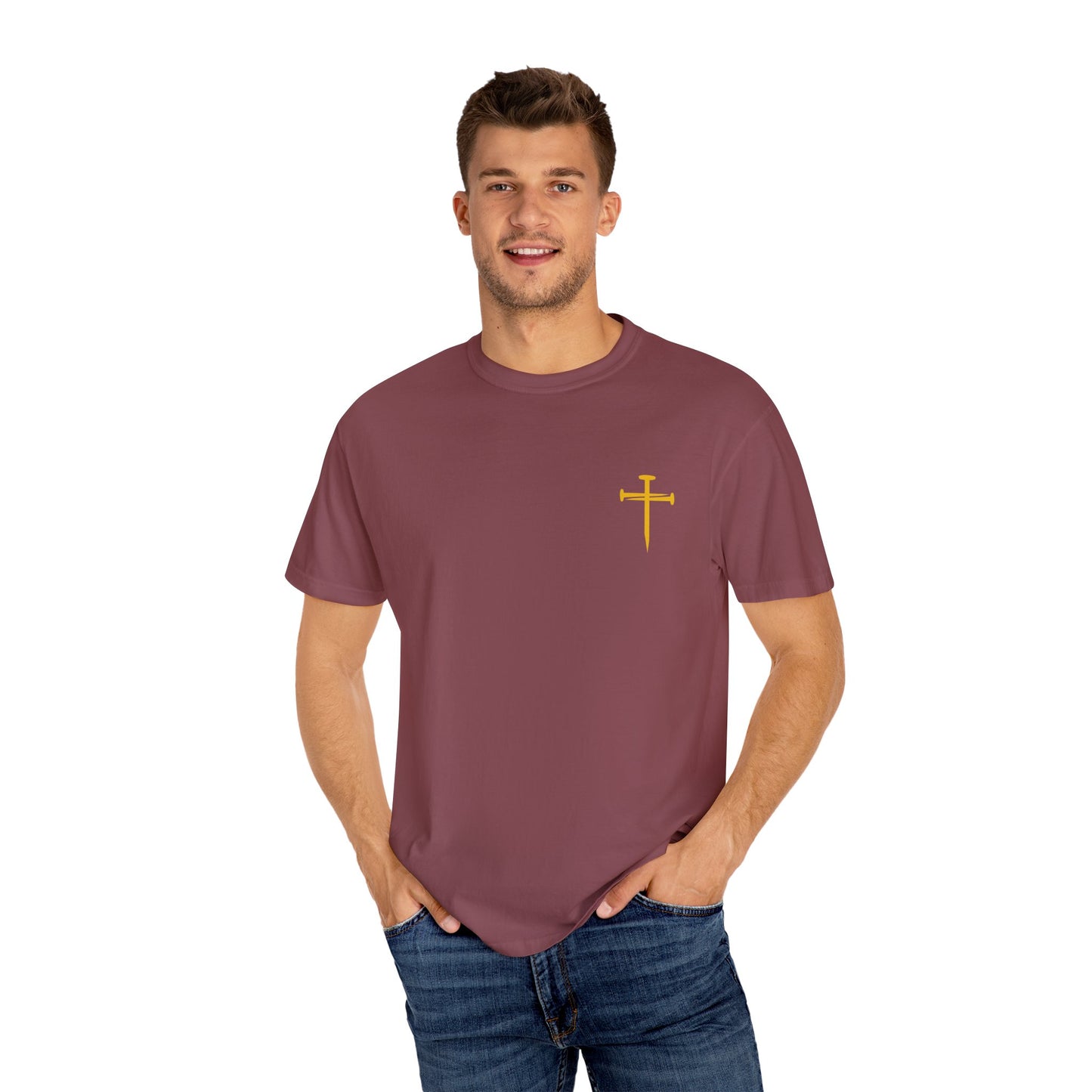 Dark - Edgy Nail Cross Design. Garment-Dyed T-Shirt with Minimalist Design, Unisex Casual Tee, Summer Wardrobe Staple, Gift for Him/Her, Trendy Fashion Top