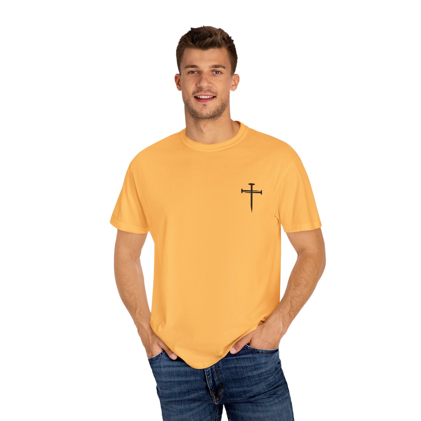 Edgy Nail Cross Design. Garment-Dyed T-Shirt with Minimalist Design, Unisex Casual Tee, Summer Wardrobe Staple, Gift for Him/Her, Trendy Fashion Top