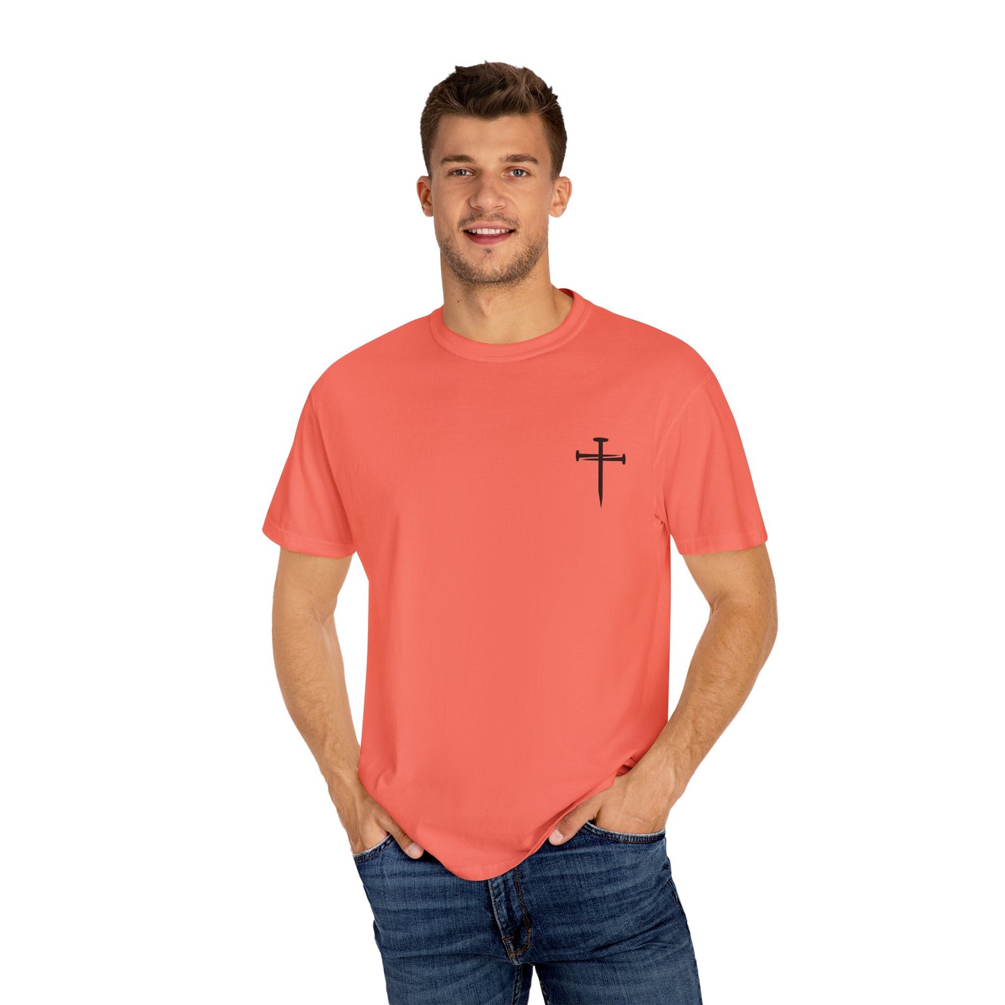 Edgy Nail Cross Design. Garment-Dyed T-Shirt with Minimalist Design, Unisex Casual Tee, Summer Wardrobe Staple, Gift for Him/Her, Trendy Fashion Top