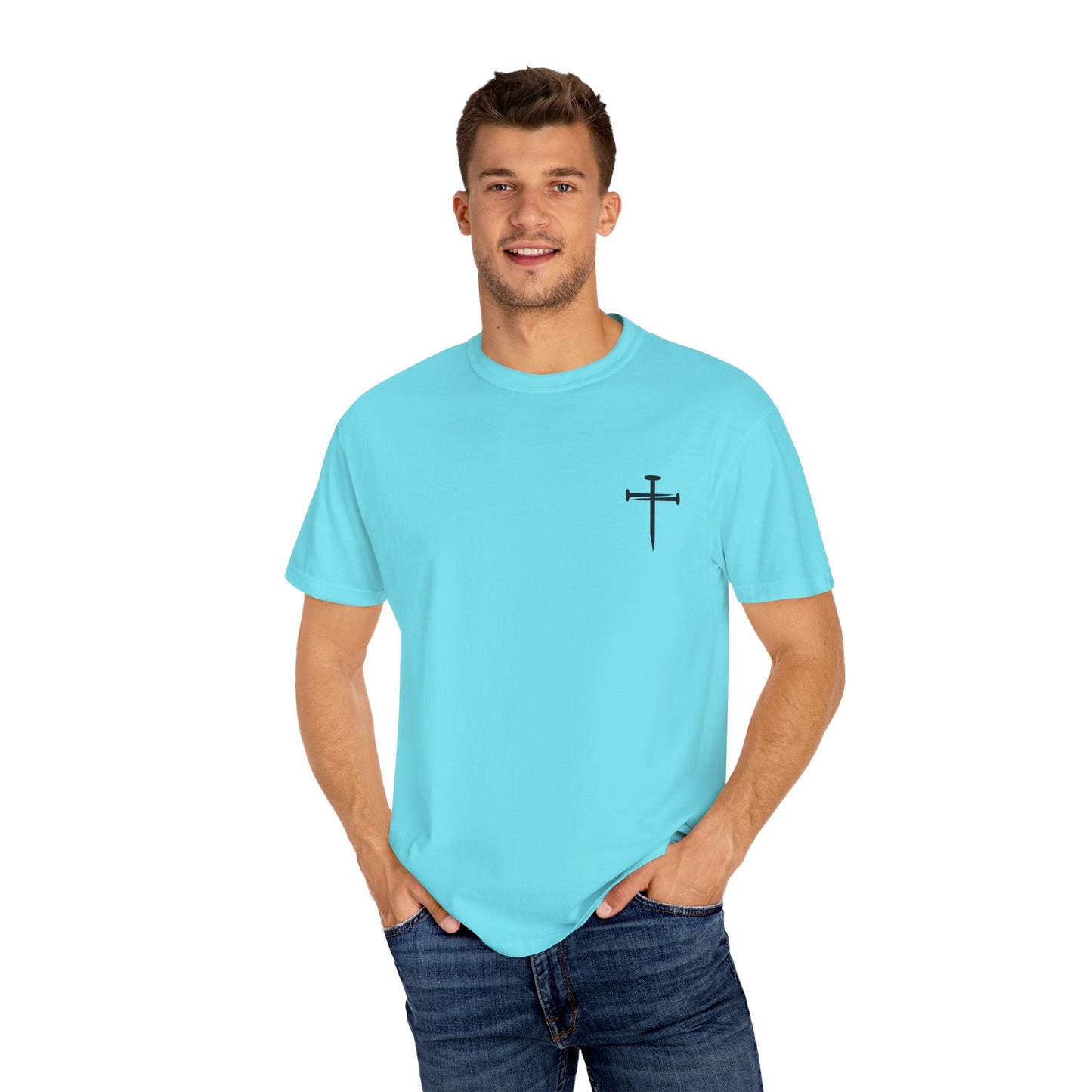 Edgy Nail Cross Design. Garment-Dyed T-Shirt with Minimalist Design, Unisex Casual Tee, Summer Wardrobe Staple, Gift for Him/Her, Trendy Fashion Top