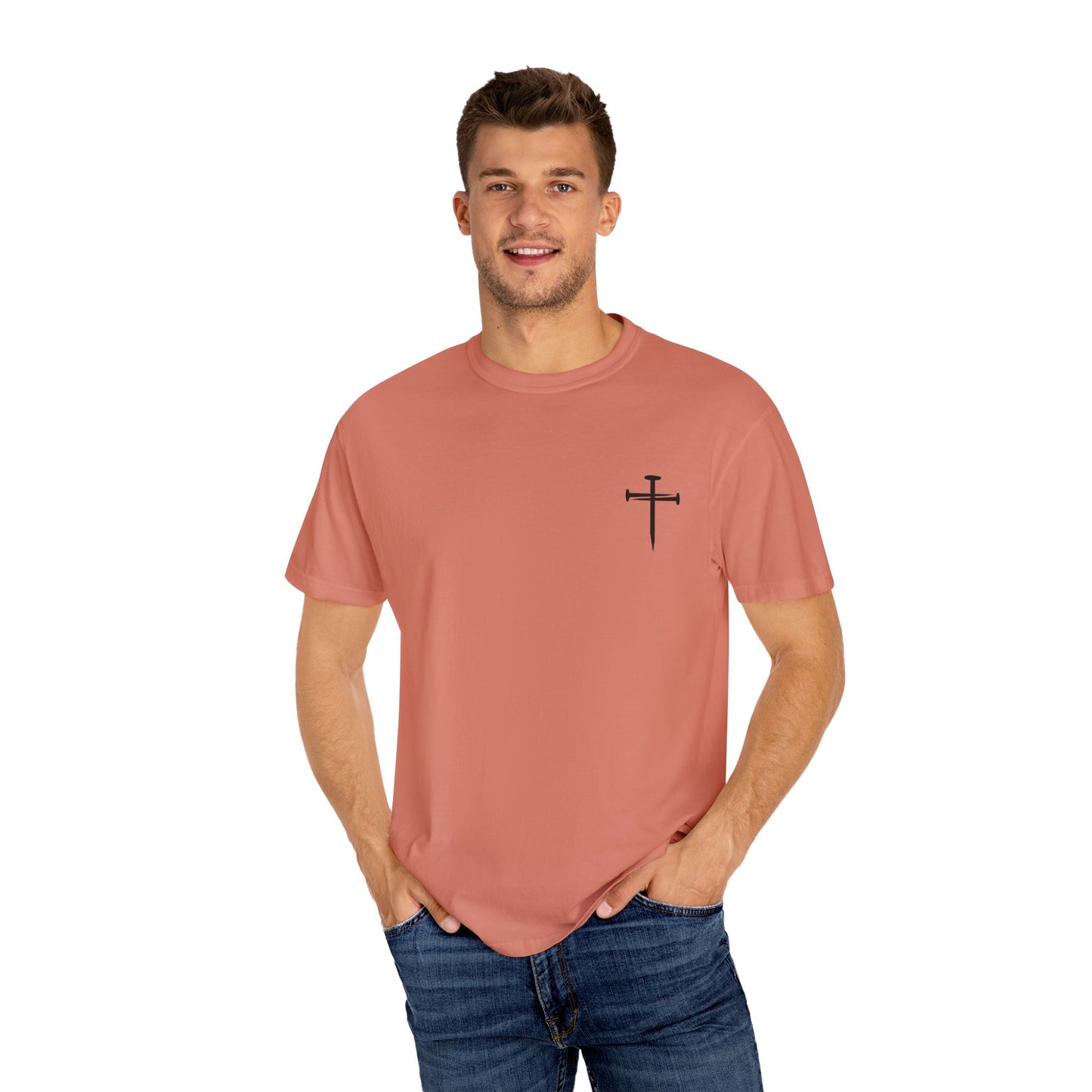 Edgy Nail Cross Design. Garment-Dyed T-Shirt with Minimalist Design, Unisex Casual Tee, Summer Wardrobe Staple, Gift for Him/Her, Trendy Fashion Top