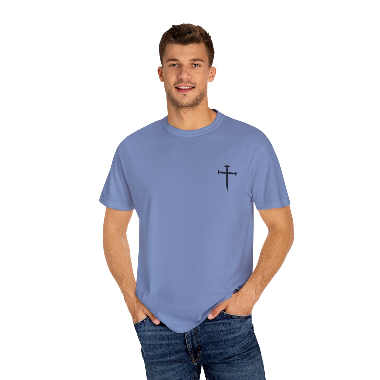 Edgy Nail Cross Design. Garment-Dyed T-Shirt with Minimalist Design, Unisex Casual Tee, Summer Wardrobe Staple, Gift for Him/Her, Trendy Fashion Top