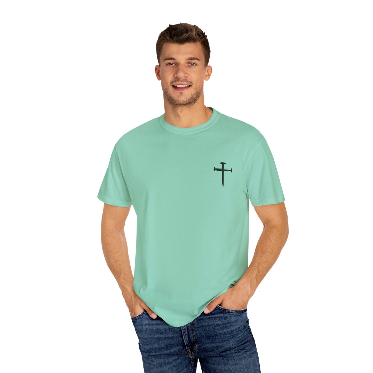 Edgy Nail Cross Design. Garment-Dyed T-Shirt with Minimalist Design, Unisex Casual Tee, Summer Wardrobe Staple, Gift for Him/Her, Trendy Fashion Top