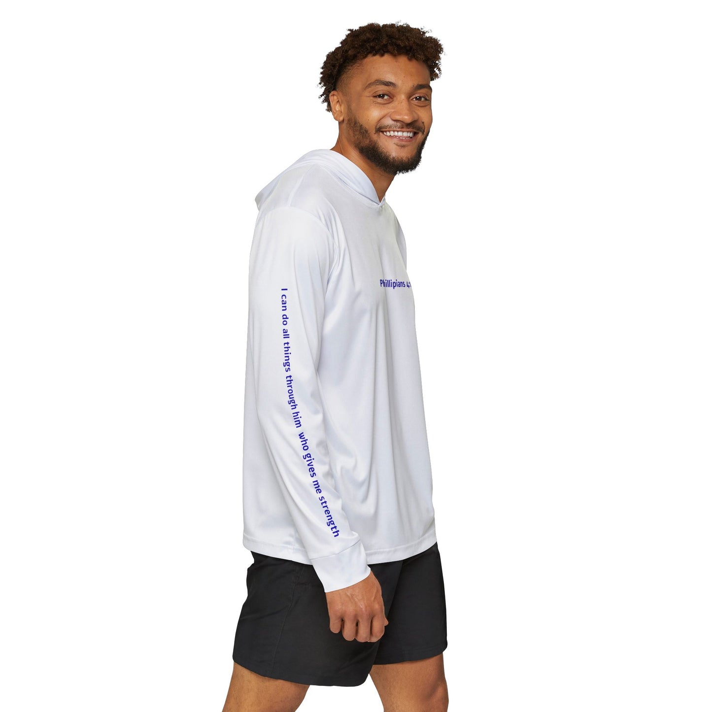 Saint Paul's Inspirational Letter to the Phillipians 4:13 -- Men's Sports Warmup Hoodie with Design, Fitness Apparel, Exercise Gear, Gift for Athletes, Motivational Wear