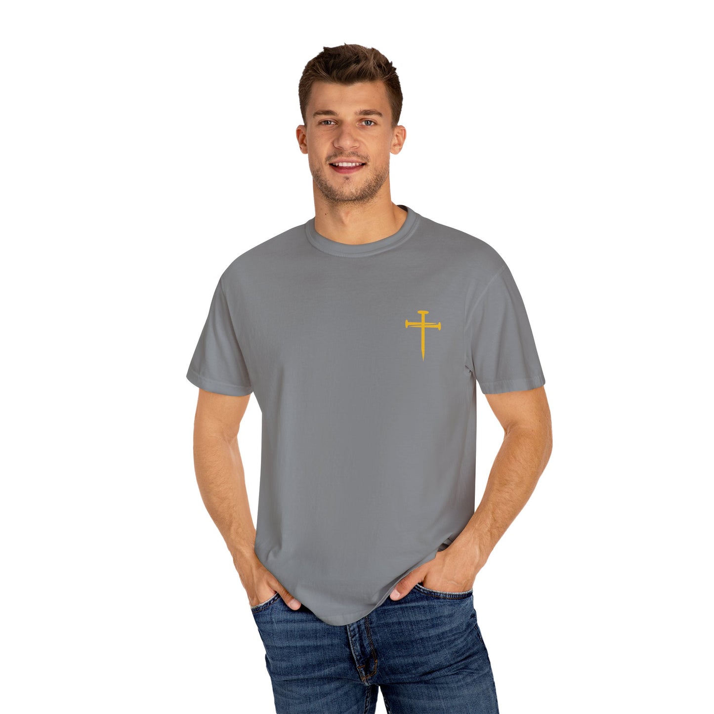 Dark - Edgy Nail Cross Design. Garment-Dyed T-Shirt with Minimalist Design, Unisex Casual Tee, Summer Wardrobe Staple, Gift for Him/Her, Trendy Fashion Top