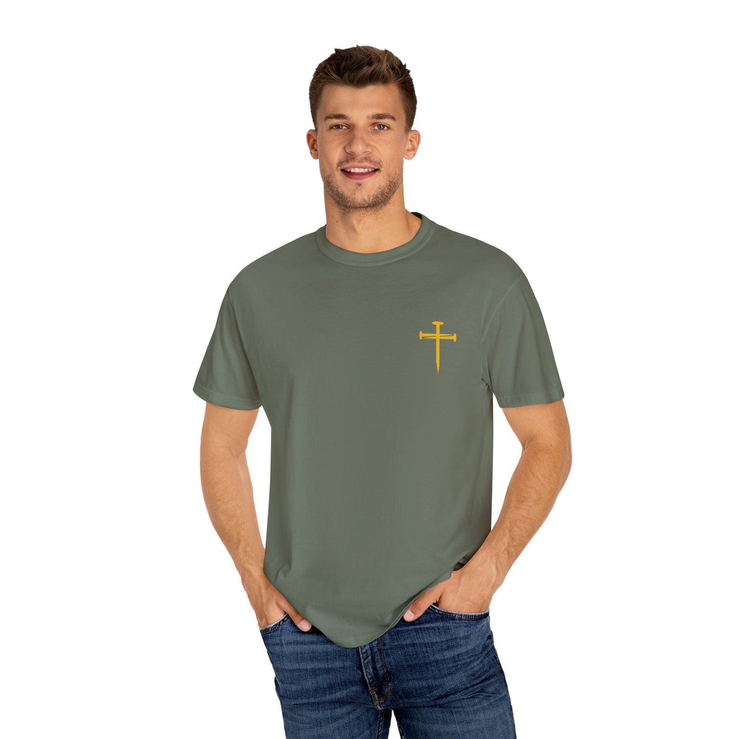 Dark - Edgy Nail Cross Design. Garment-Dyed T-Shirt with Minimalist Design, Unisex Casual Tee, Summer Wardrobe Staple, Gift for Him/Her, Trendy Fashion Top