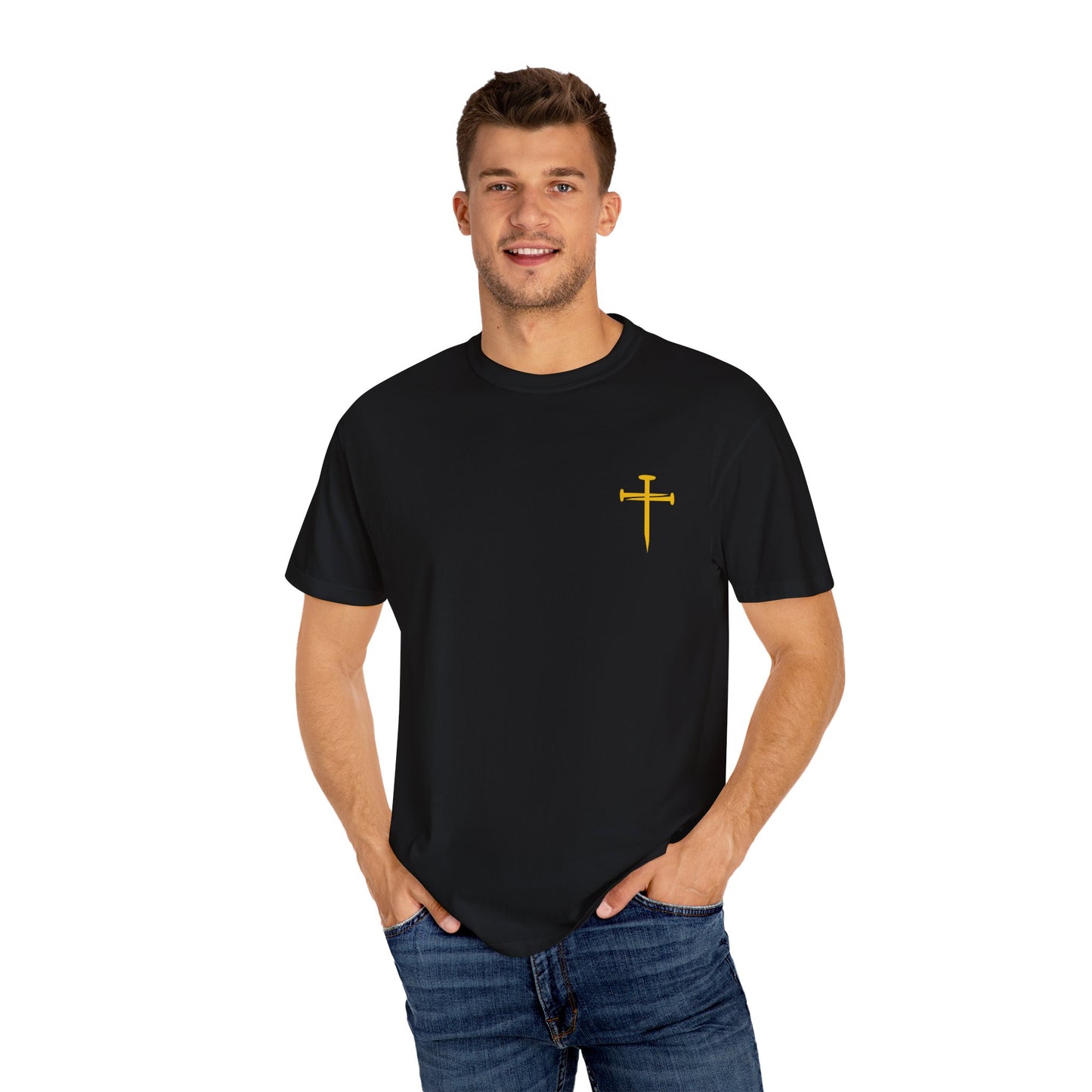Dark - Edgy Nail Cross Design. Garment-Dyed T-Shirt with Minimalist Design, Unisex Casual Tee, Summer Wardrobe Staple, Gift for Him/Her, Trendy Fashion Top