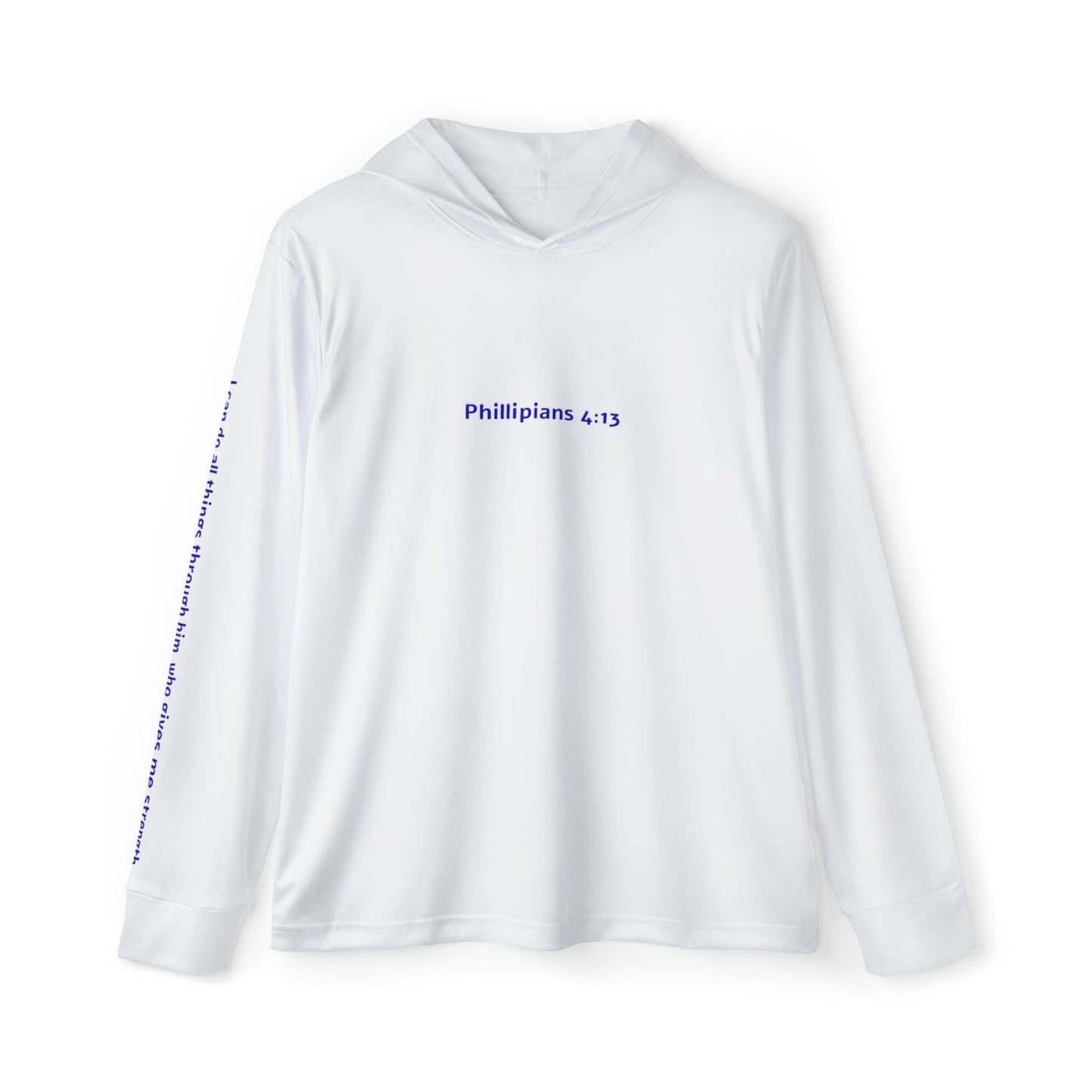 Saint Paul's Inspirational Letter to the Phillipians 4:13 -- Men's Sports Warmup Hoodie with Design, Fitness Apparel, Exercise Gear, Gift for Athletes, Motivational Wear
