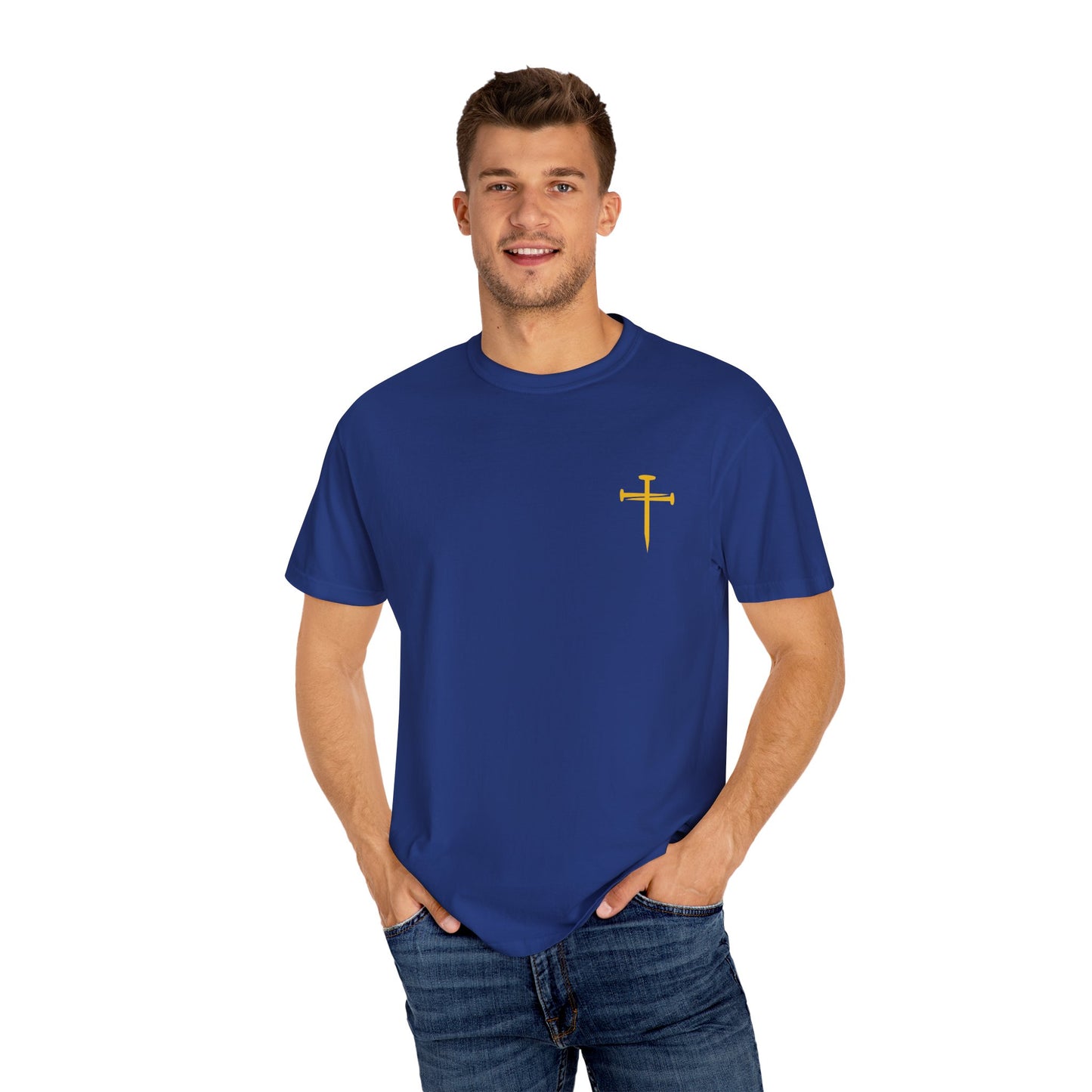 Dark - Edgy Nail Cross Design. Garment-Dyed T-Shirt with Minimalist Design, Unisex Casual Tee, Summer Wardrobe Staple, Gift for Him/Her, Trendy Fashion Top