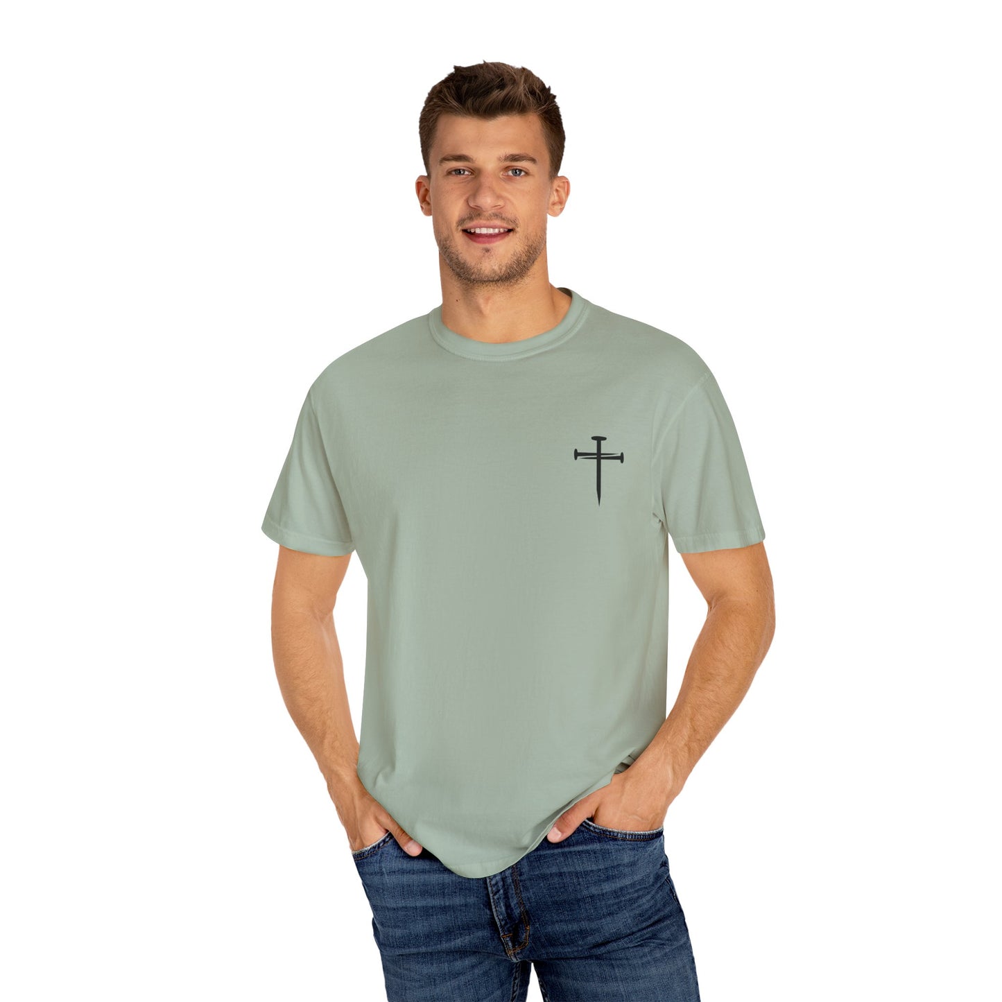 Edgy Nail Cross Design. Garment-Dyed T-Shirt with Minimalist Design, Unisex Casual Tee, Summer Wardrobe Staple, Gift for Him/Her, Trendy Fashion Top