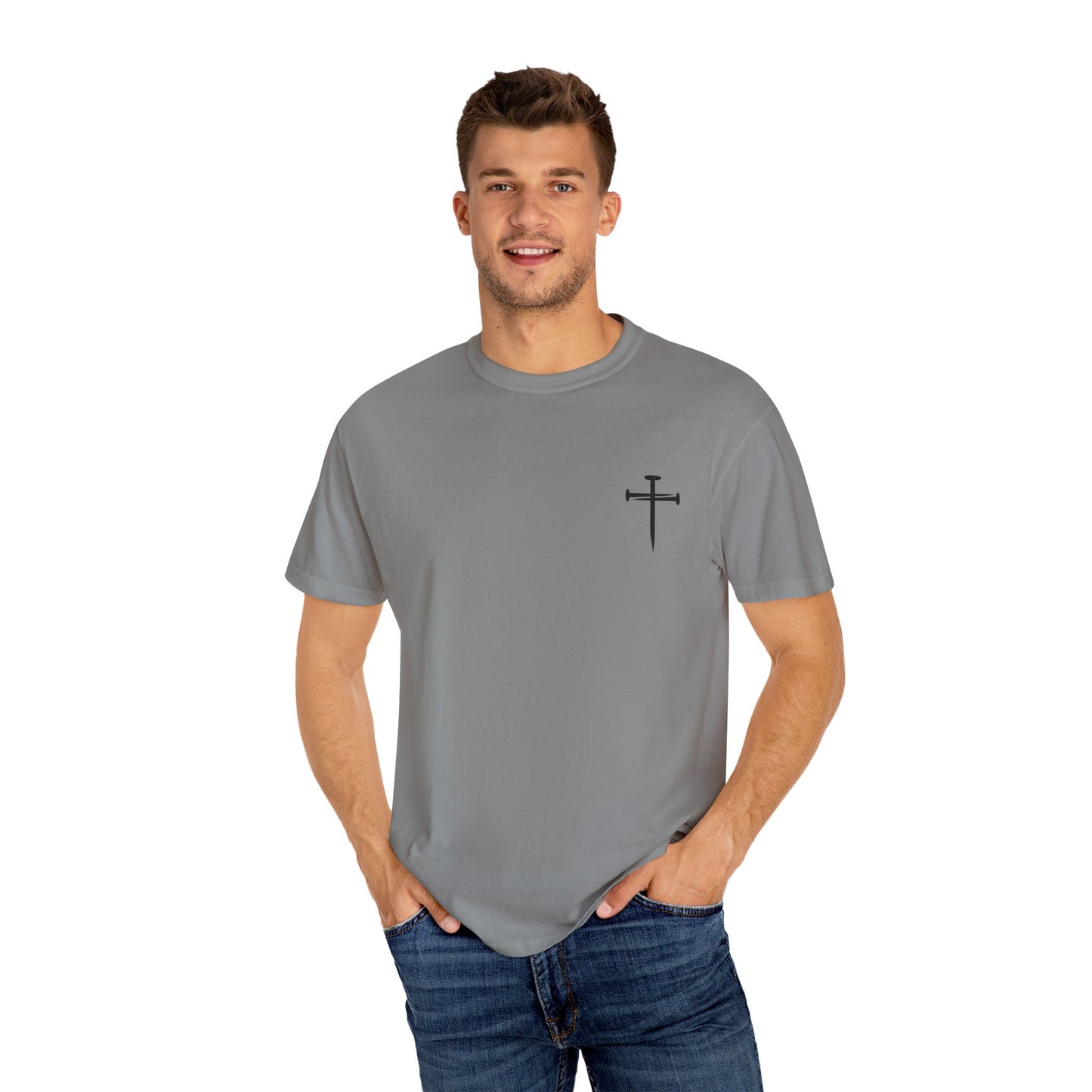 Edgy Nail Cross Design. Garment-Dyed T-Shirt with Minimalist Design, Unisex Casual Tee, Summer Wardrobe Staple, Gift for Him/Her, Trendy Fashion Top