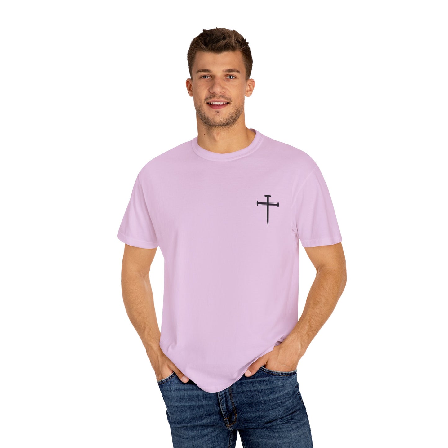 Edgy Nail Cross Design. Garment-Dyed T-Shirt with Minimalist Design, Unisex Casual Tee, Summer Wardrobe Staple, Gift for Him/Her, Trendy Fashion Top