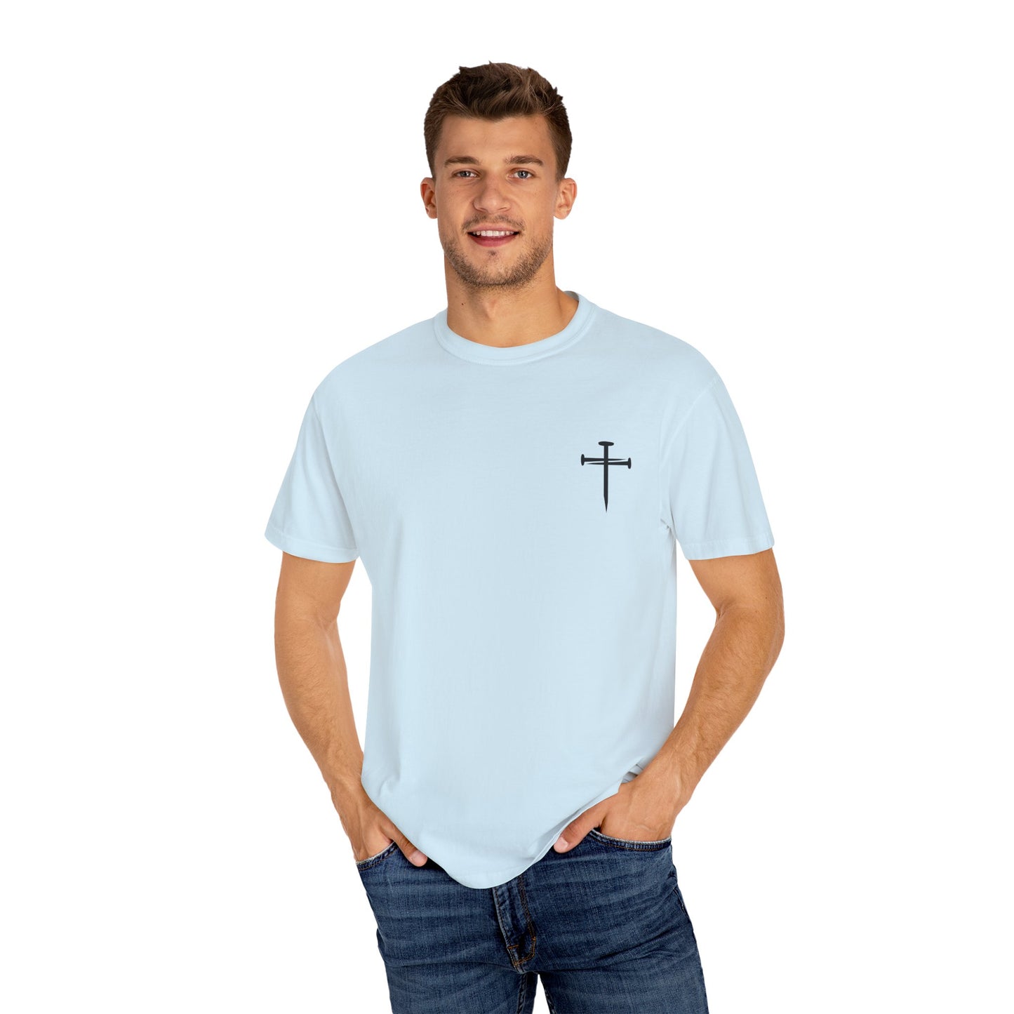 Edgy Nail Cross Design. Garment-Dyed T-Shirt with Minimalist Design, Unisex Casual Tee, Summer Wardrobe Staple, Gift for Him/Her, Trendy Fashion Top