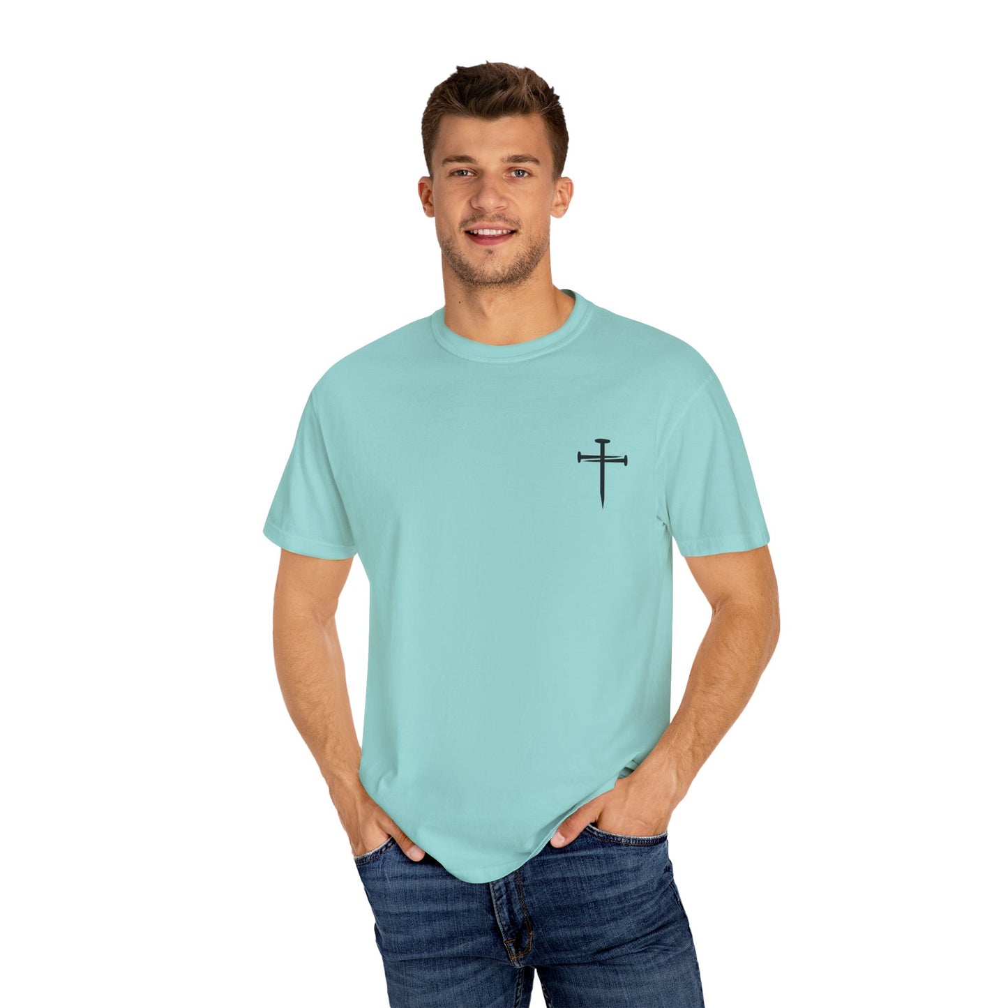 Edgy Nail Cross Design. Garment-Dyed T-Shirt with Minimalist Design, Unisex Casual Tee, Summer Wardrobe Staple, Gift for Him/Her, Trendy Fashion Top