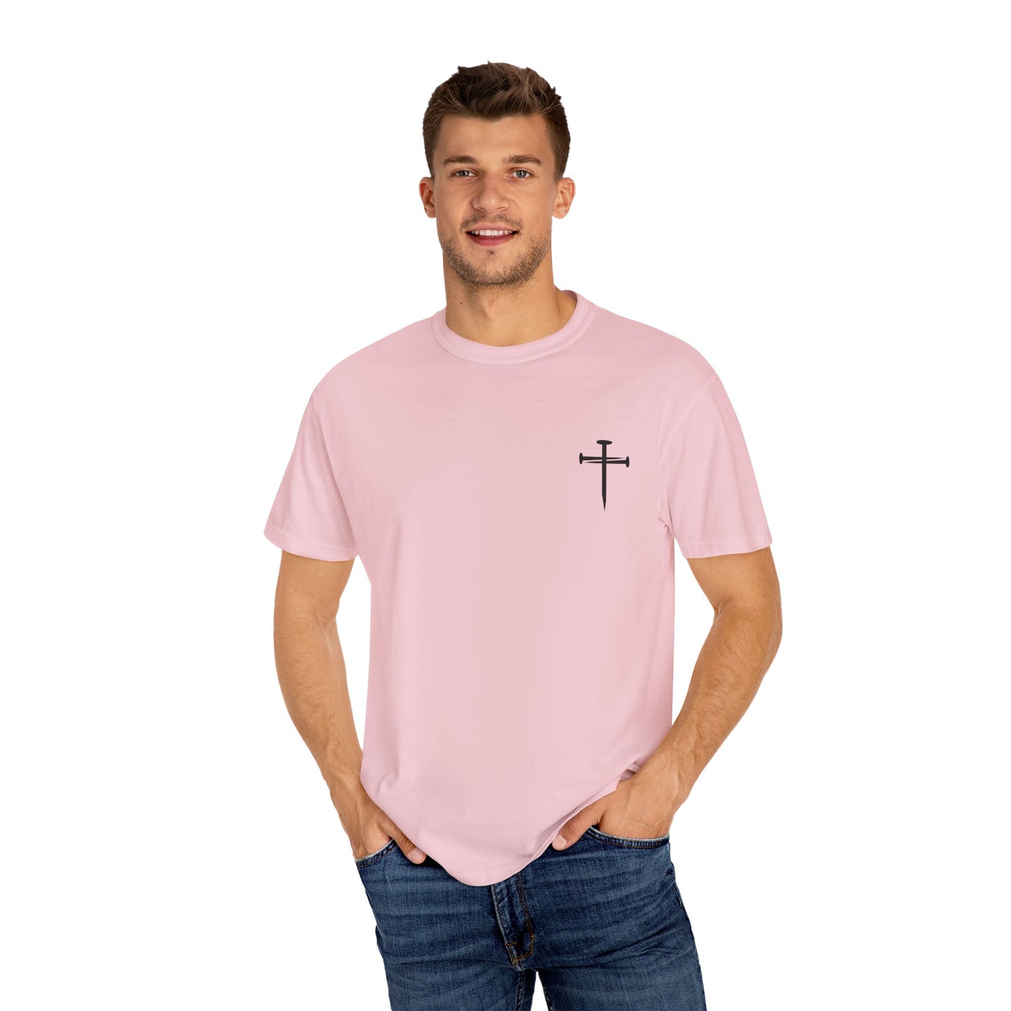 Edgy Nail Cross Design.  Garment-Dyed T-Shirt with Minimalist Design, Unisex Casual Tee, Summer Wardrobe Staple, Gift for Him/Her, Trendy Fashion Top