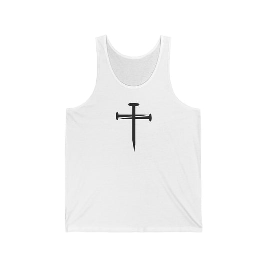 Edgy Nail Cross Design - Unisex Jersey Tank, Gym Wear, Summer Workout Top, Casual Wear, Gift for Him or Her, Festival Outfit, Beachwear