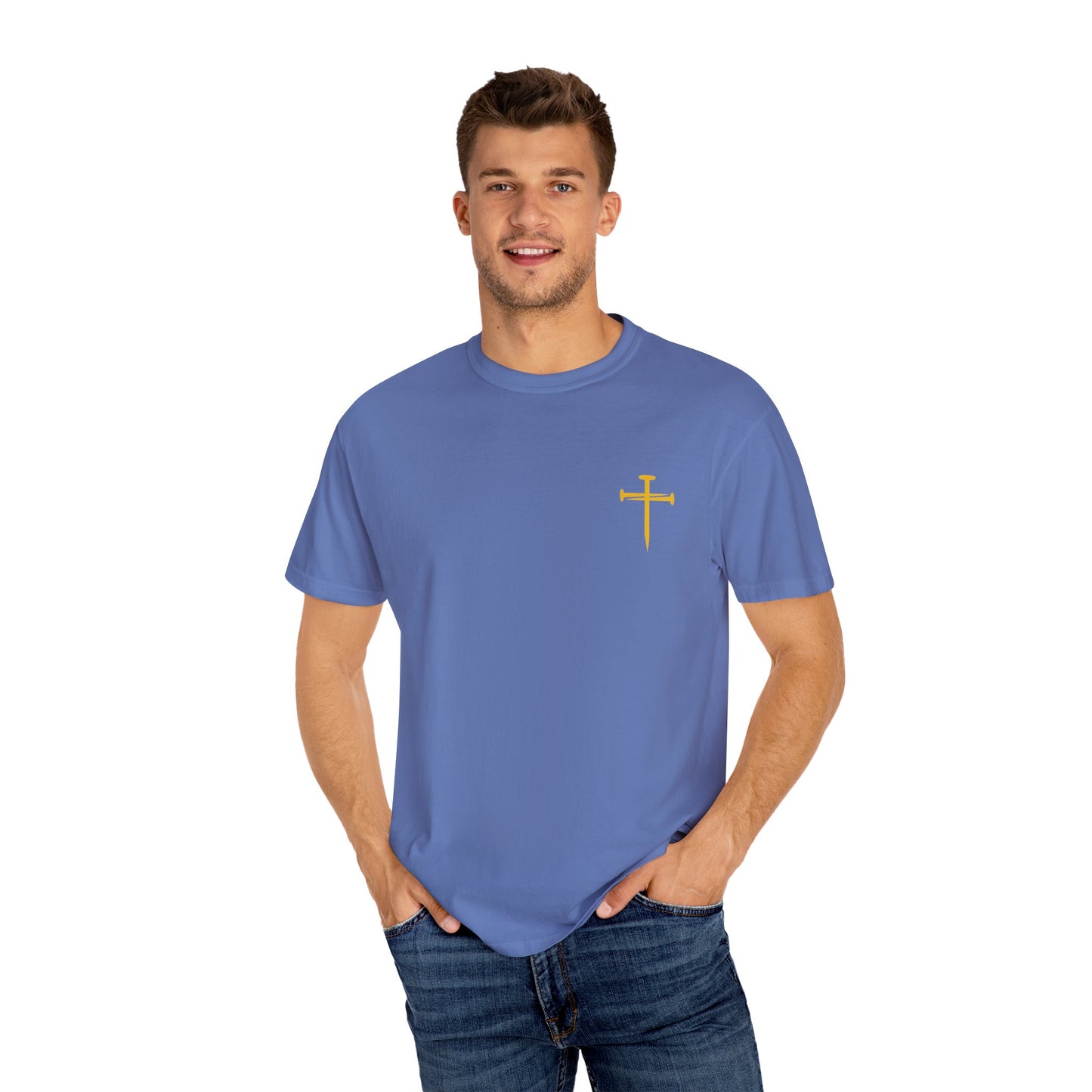 Dark - Edgy Nail Cross Design.  Garment-Dyed T-Shirt with Minimalist Design, Unisex Casual Tee, Summer Wardrobe Staple, Gift for Him/Her, Trendy Fashion Top