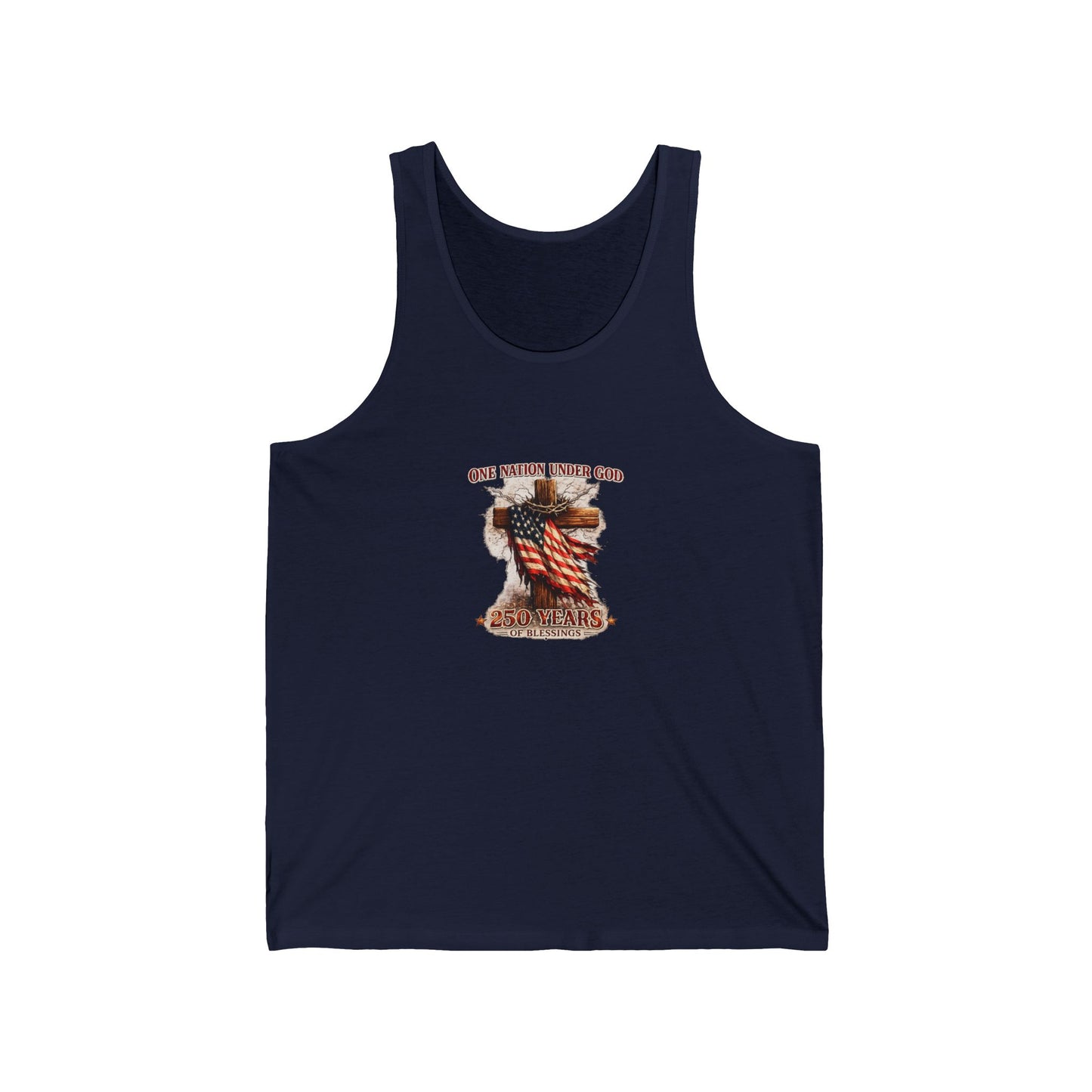 Patriotic Faith Tank Top — "One Nation Under God" American Flag Design