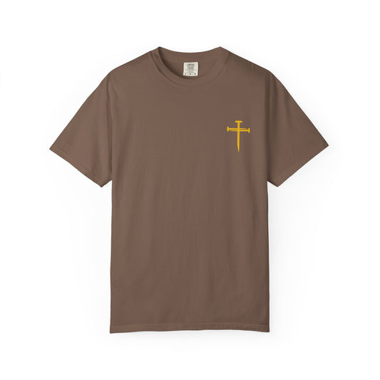 Dark - Edgy Nail Cross Design.  Garment-Dyed T-Shirt with Minimalist Design, Unisex Casual Tee, Summer Wardrobe Staple, Gift for Him/Her, Trendy Fashion Top