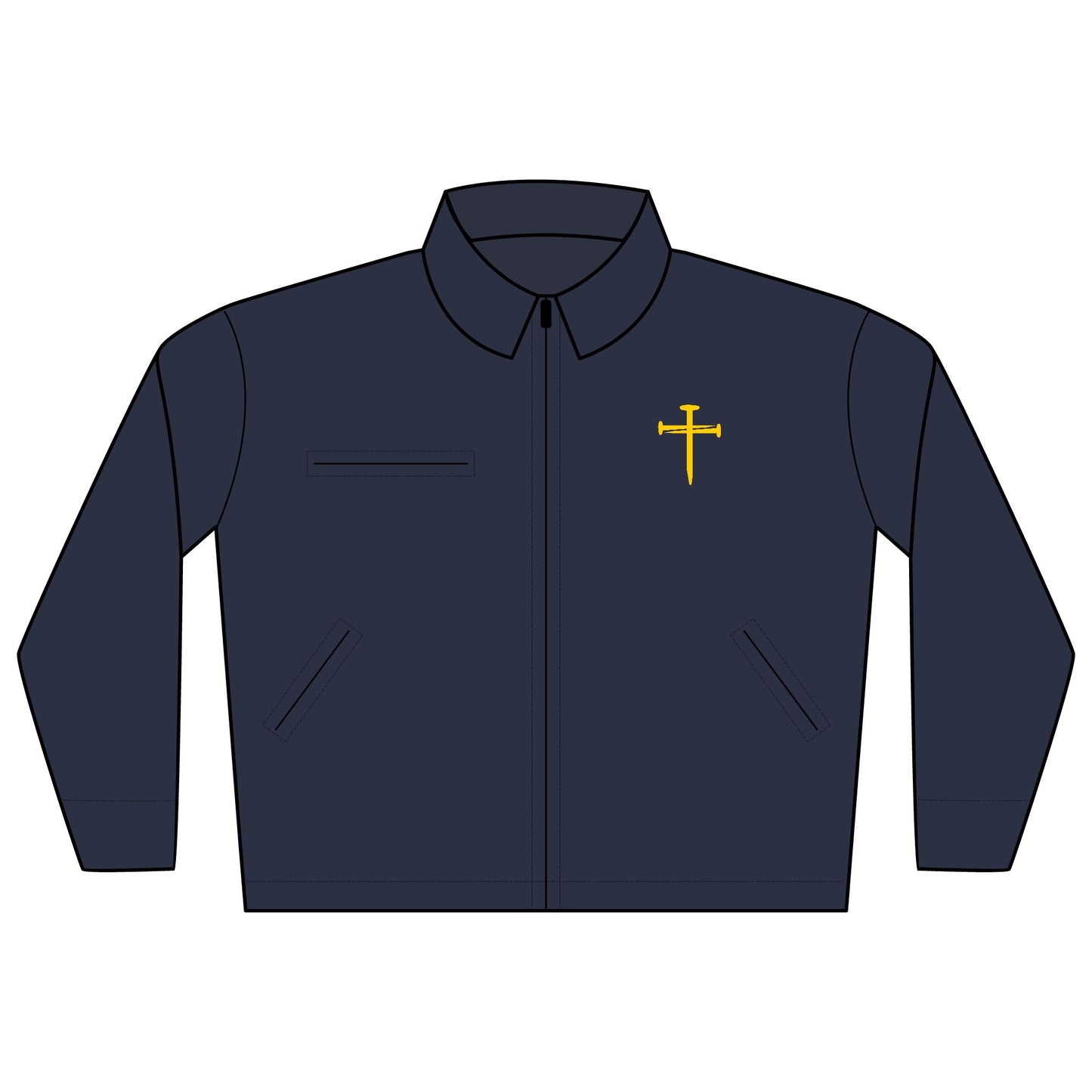 Nail Cross Design for this Duck Cloth Work Jacket with Faith Design - Durable Workwear, Embroidered Jacket, Cozy Layering, Gift for Tradespeople, [...]
