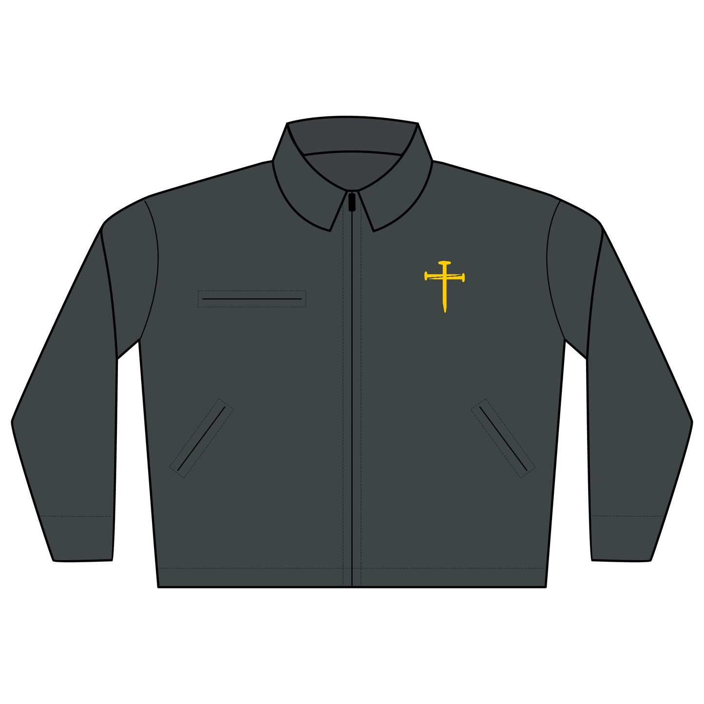 Nail Cross Design for this Duck Cloth Work Jacket with Faith Design - Durable Workwear, Embroidered Jacket, Cozy Layering, Gift for Tradespeople, [...]