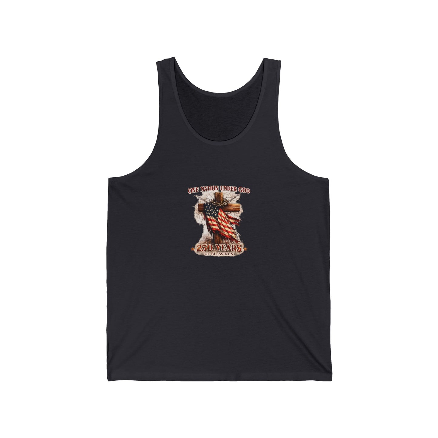 Patriotic Faith Tank Top — "One Nation Under God" American Flag Design