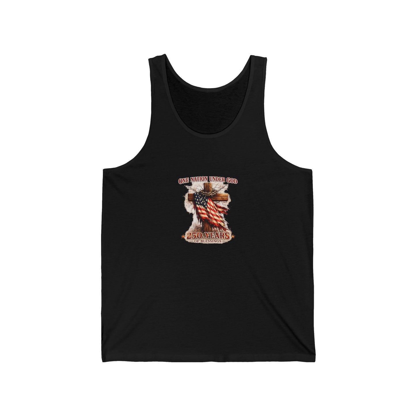 Patriotic Faith Tank Top — "One Nation Under God" American Flag Design