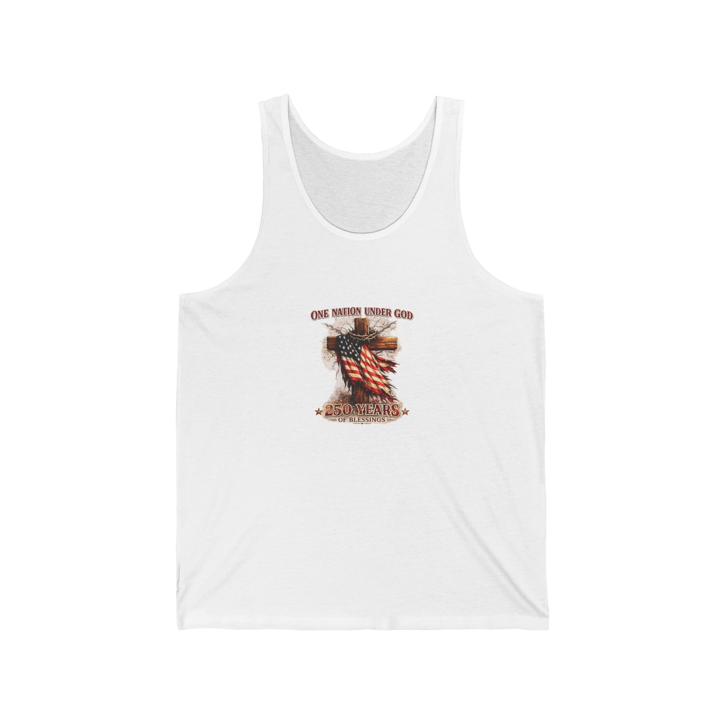 Patriotic Faith Tank Top — "One Nation Under God" American Flag Design