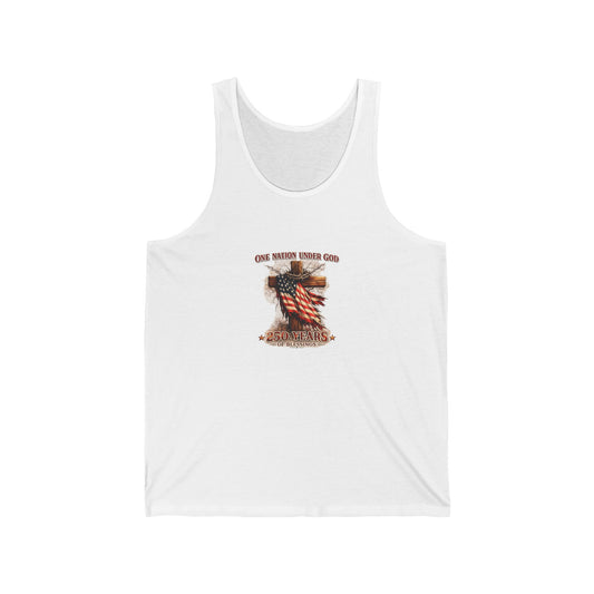Patriotic Faith Tank Top — "One Nation Under God" American Flag Design