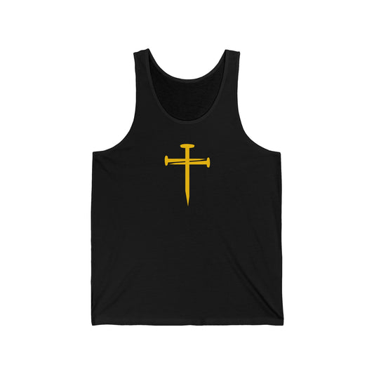 Edgy Nail Cross Design - Unisex Jersey Tank, Gym Wear, Summer Workout Top, Casual Wear, Gift for Him or Her, Festival Outfit, Beachwear